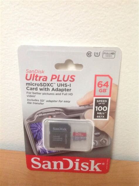 Sandisk Ultra Plus 64gb Microsdxc Memory Card With Adapter For Sale