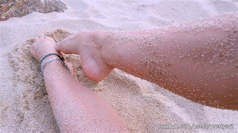 Public Footjob On A Beach Long Toes And Amazing Feet And