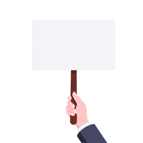 Hand Hold Blank Protest Banner Plate Sign Business Concept Flat Style