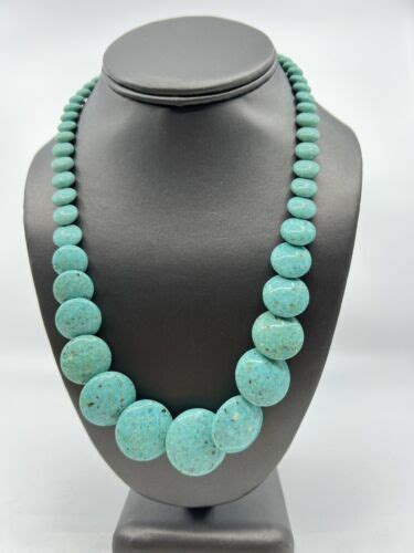 Jay King Dtr Mine Finds Turquoise Graduated Disc Necklace Sterling