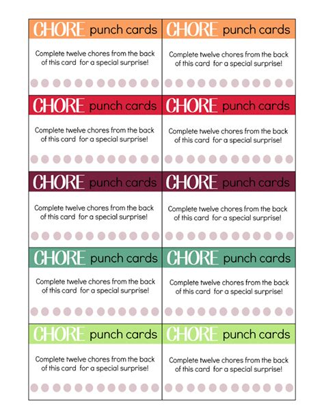 Printable Chore Punch Cards For Kids My Craftily Ever After