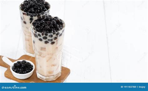 Bubble Milk Tea With Tapioca Pearl Topping Famous Taiwanese Drink