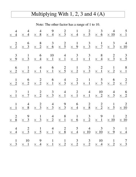 Math Times Table Worksheets