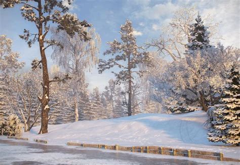 Winter Trees Collection 3d Model