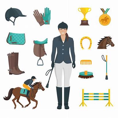 Horse Vector Jockey Background Icons Flat Depicting
