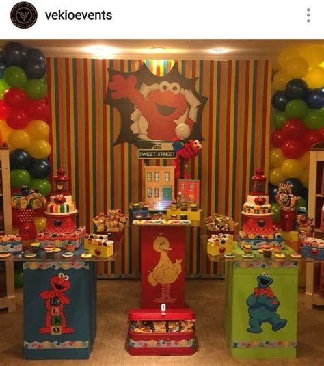 Elmo Theme Birthday Party Dessert Table And Decor Sesame Street