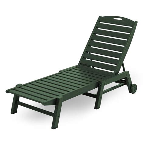 Shop Polywood Nautical Green Plastic Stackable Patio Chaise Lounge
