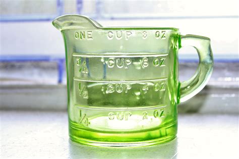 Green Depression Glass Cup Measuring Cup Vintage S