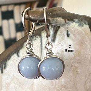 Angelite Earrings Dusty Blue Powder Blue Or Mm Circular Or