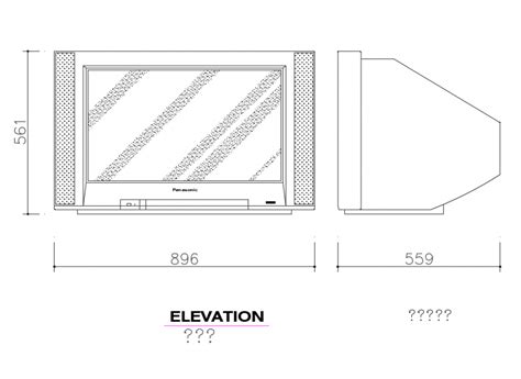Classic Television Front And Side View Elevation Cad Block Details Dwg