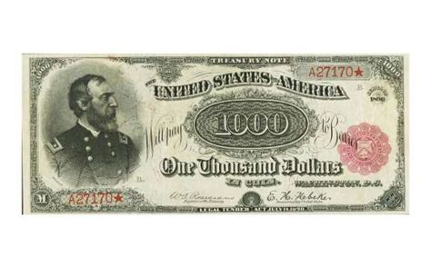1891 $1000 silver certificate value; 21 USA 1890 GRAND WATERMELON $1,000 TREASURY NOTE ...