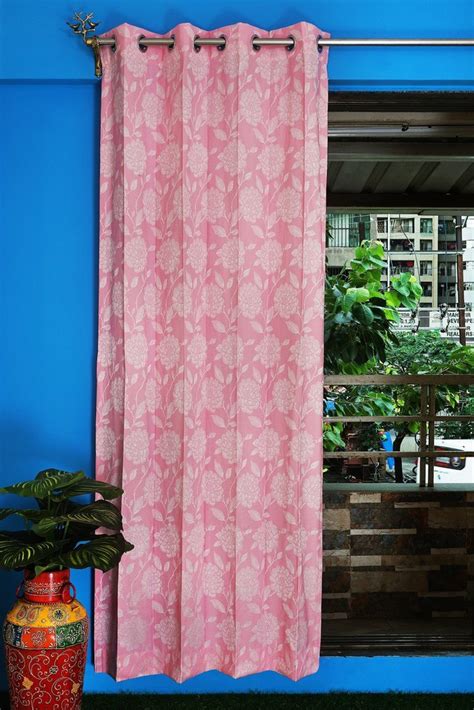 PADA ONLINE PINK Floral Printed Window Curtain, For DOOR,WINDOW at Rs