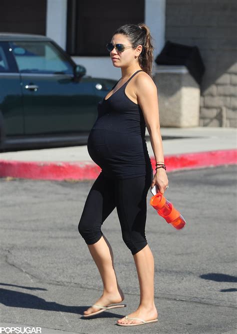 Pregnant Mila Kunis Goes To Prenatal Yoga Class Popsugar Celebrity