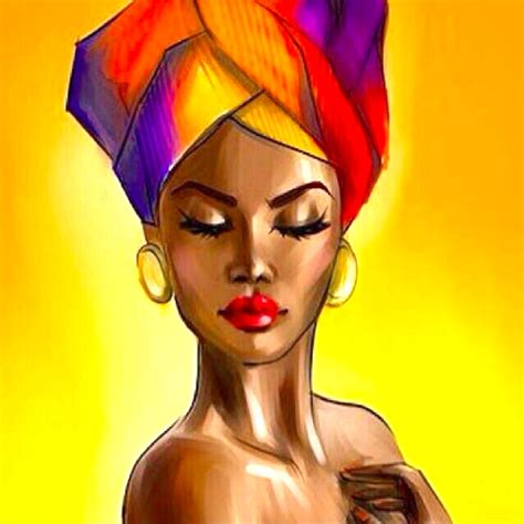 Klela People Beautiful Black Woman Wearing A Colorful Head Wrap Wrap African Art Paintings