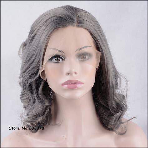 Strong Beauty Synthetic Hair Short Wavy Greygray Lace Front Wigs High