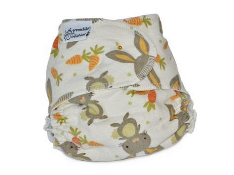 Fitted Cloth Diaper Os Flannel Bunny Rabbit Carrots Fitted Cloth
