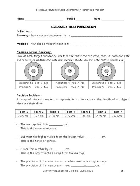 28 Accuracy And Precision Worksheet Answers Percent Error — Db