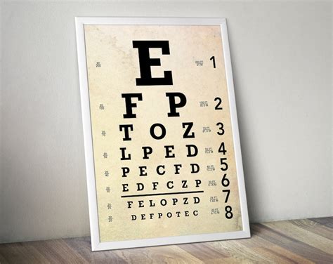 Eye Chart Poster Snellen Chart T Optometrist Wall Art Optometry