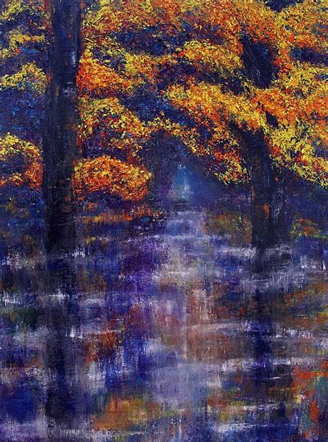 Contemporary Autumn Landscape Palette Knife Oil Painting By Jennifer