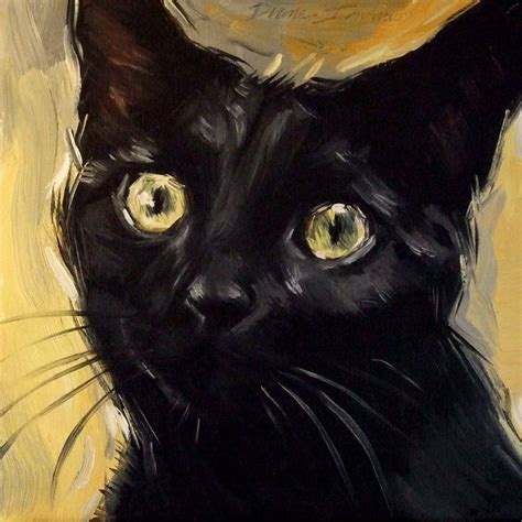 Original Oil Painting Of A Black Cat By Diane Irvine Armitage