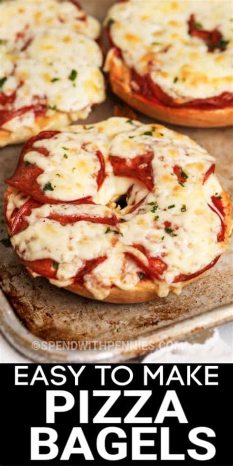 Quick And Easy Pizza Bagels {only 4 Ingredients } Spend With Pennies