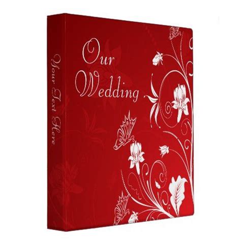 Modern Red And White Floral Wedding Photo Album 3 Ring Binder Zazzle Foil Stamped Wedding