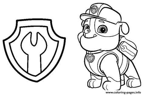 Coloring pages for paw patrol (cartoons) ➜ tons of free drawings to color. Paw Patrol Rubble Mechanic Badge Coloring Pages Printable