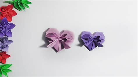 Origami Heart Bow How To Make Origami Heart Bow Youtube