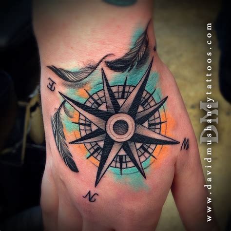 FYeahTattoos Watercolor Compass Tattoo On Hand By David