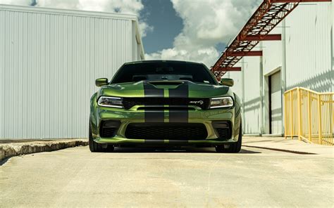 Download Wallpapers 2022 Dodge Charger Hellcat Front View New Green