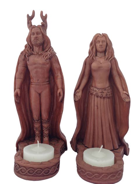 God Goddess Wiccan Statue Beautiful Moon Goddess And Forest Horned God