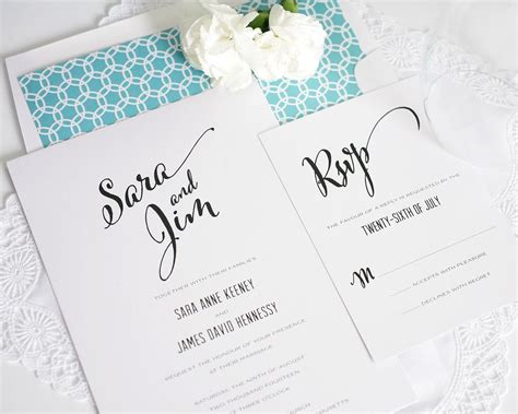 A cheerful pastel color palette of british rose letterpress ink and mint shine foil make for a romantic customization of our beach inspired traditional palm wedding invitation design. Modern Script Wedding Invitations in Aqua - Wedding ...