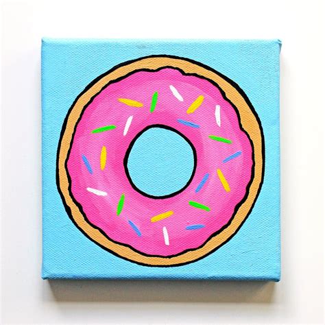 Donut Pop Art Painting On Miniature Canvas Acrylic Painting By Ian