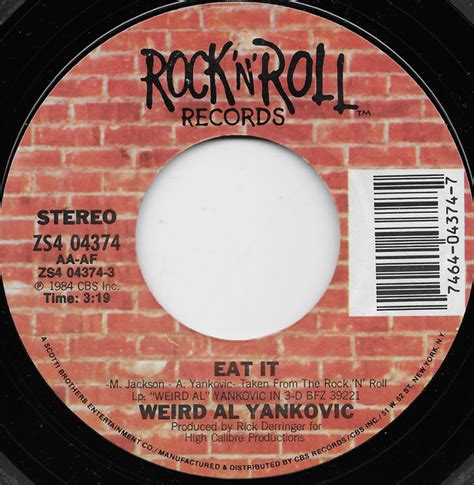 Weird Al Yankovic Eat It Vinyl 7 45 Rpm Single Styrene Discogs