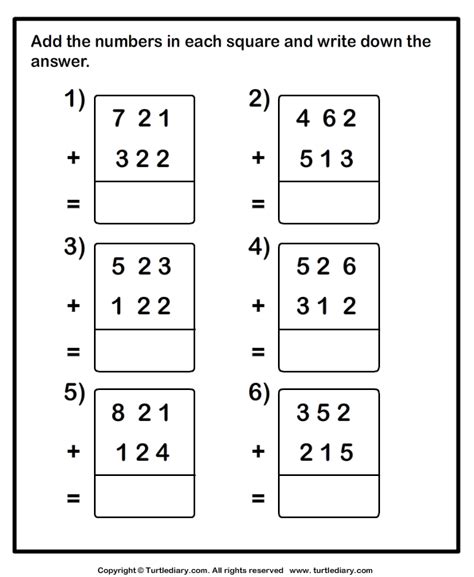 Three Digit Addition Without Regrouping