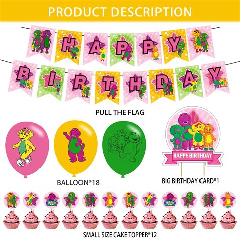 Barney Barny And Friends Party Decoraionsbarney Party Supplies Barney