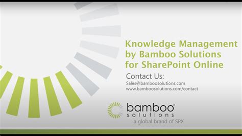 knowledge management by bamboo solutions for sharepoint online youtube