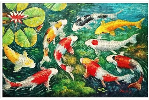 Koi Fish Feng Shui Painting That Is Rare And Has Realistic Etsy