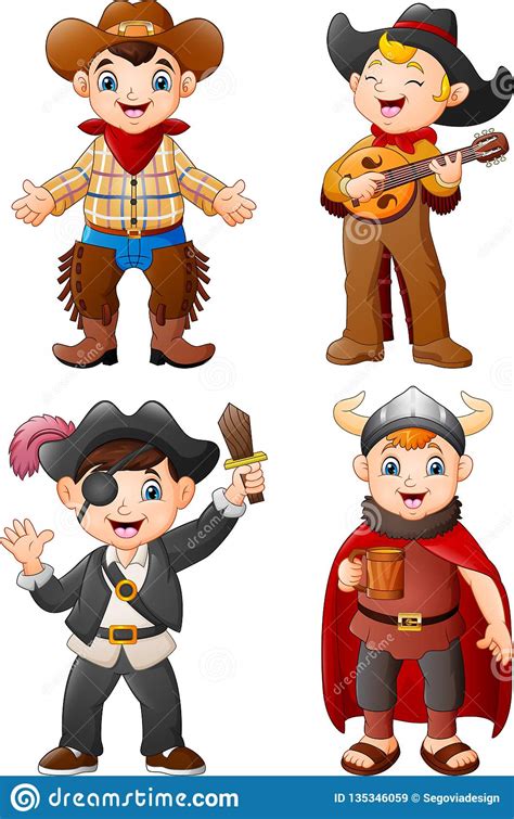 Cartoon Kids Wearing A Different Costume Stock Vector