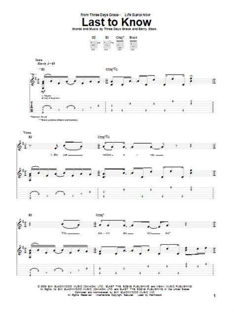Last To Know Sheet Music Direct