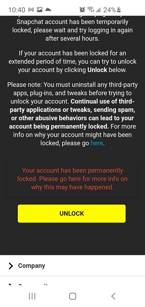 how to unlock my snapchat account