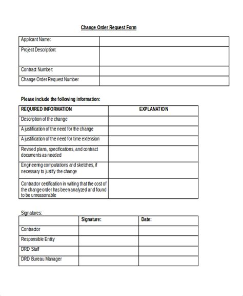 change order form template business
