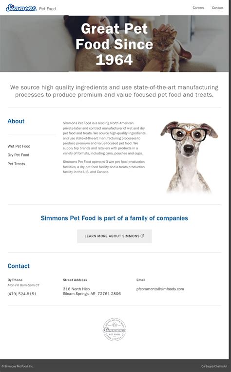 Simmons is an equal opportunity employer. Simmons Pet Food Competitors, Revenue and Employees ...