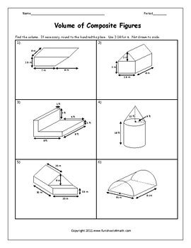 To see how it can be applied, consider the solids on the next slide. Volume of Composite Figures Worksheet by Funsheets4math | TpT