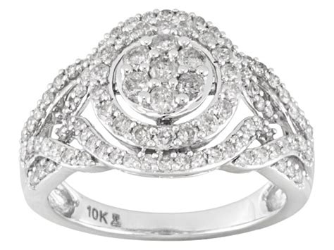 100ctw Round White Diamond 10k White Gold Ring