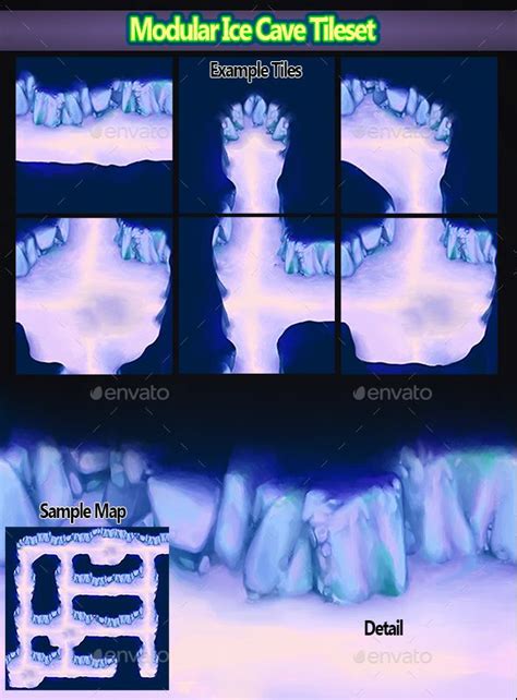Top Down Modular Tileset Ice Cave Theme Ice Cave Game Assets Free