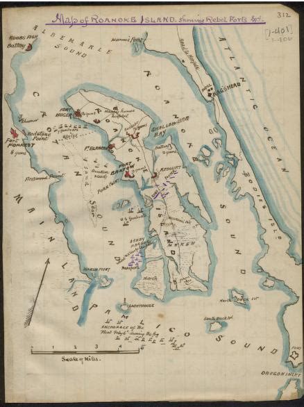 Map Of Roanoke Island Showing Rebel Forts Library Of Congress