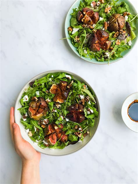 Honey Roasted Fig Salad With Goats Cheese Wild Rocket And Walnut Salad
