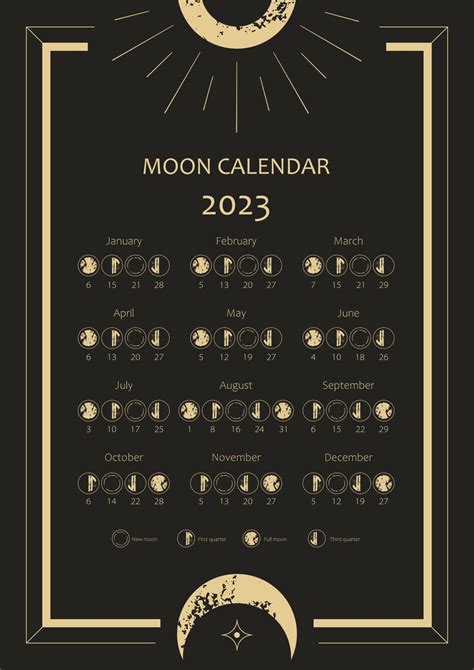 Calendario Lunar 2023 Diseño De Calendario Astrológico Ciclo De Fases