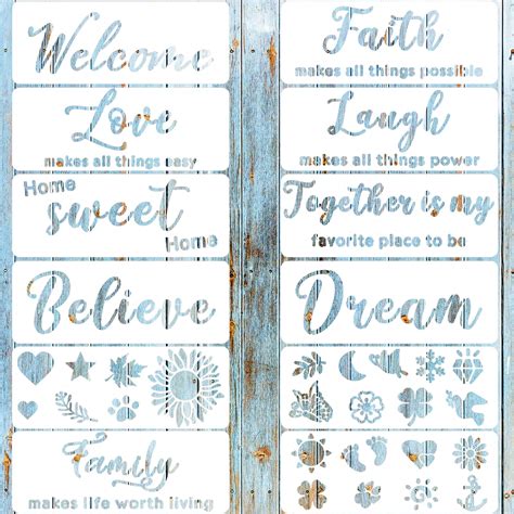 Buy 12 Pieces Words Stencils Inspirational Quote Sign Stencils Plastic